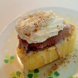 チョコアイスとホイップのシナモン香る生ロールケーキ